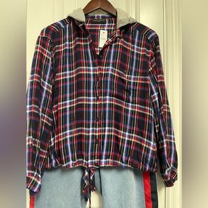 Plaid, hooded button down